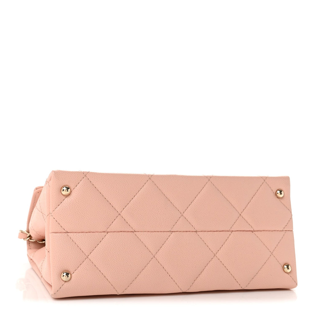 Caviar Quilted Mini Retro Twist Top Handle Flap Light Pink