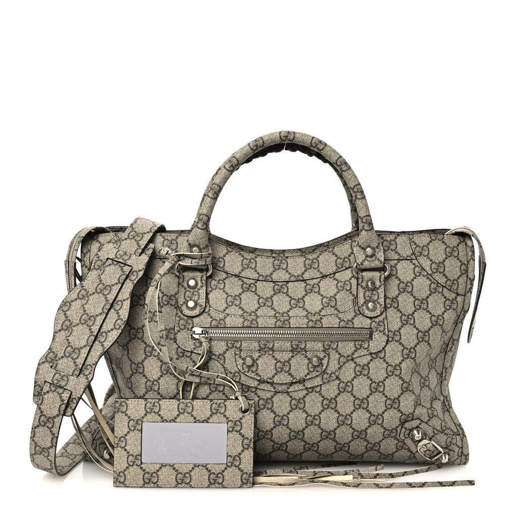 X GUCCI GG Supreme Monogram Neo Classic Silver Hardware City Beige Ebony