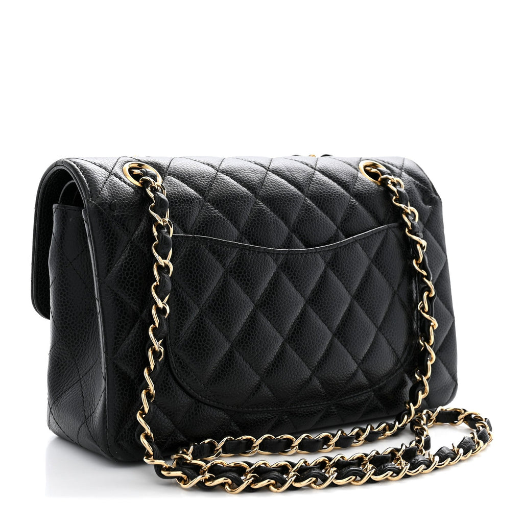 Caviar Quilted Small Double Flap Black