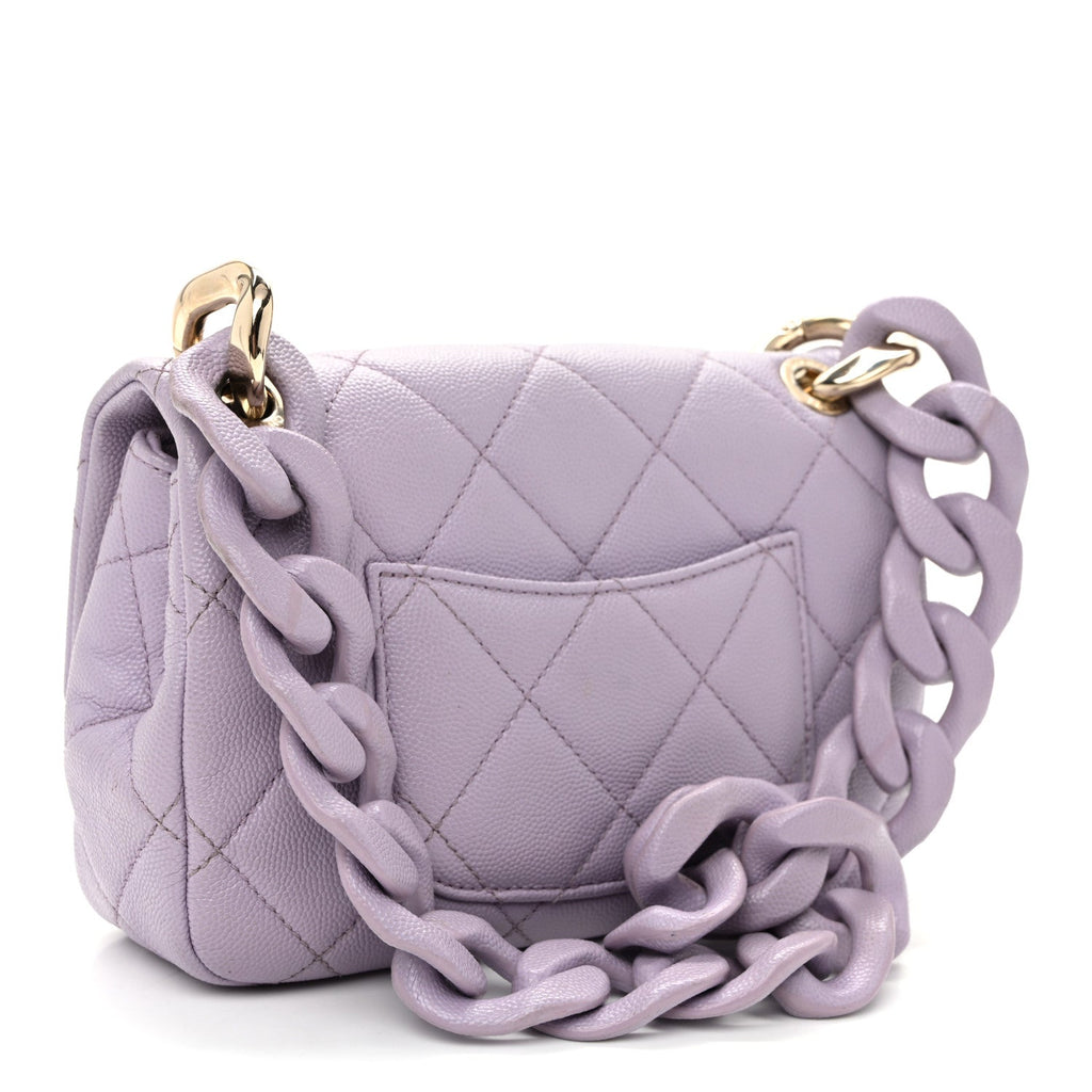 Caviar Quilted Funky Match Mini Flap Light Purple
