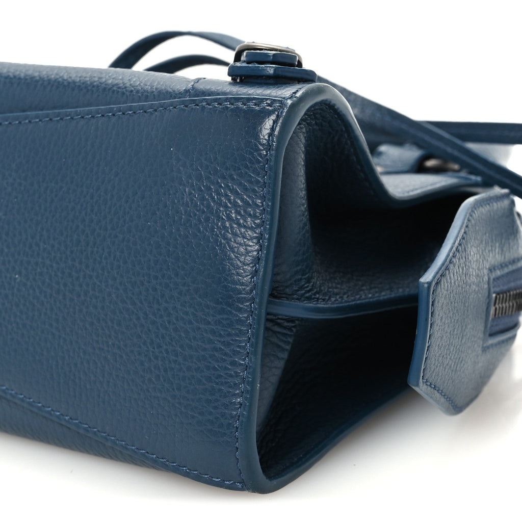 Grained Calfskin Neo Classic Silver Hardware Mini City Petrol Blue