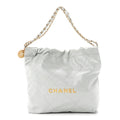 Shiny Calfskin Quilted Small Chanel 22 Light Blue