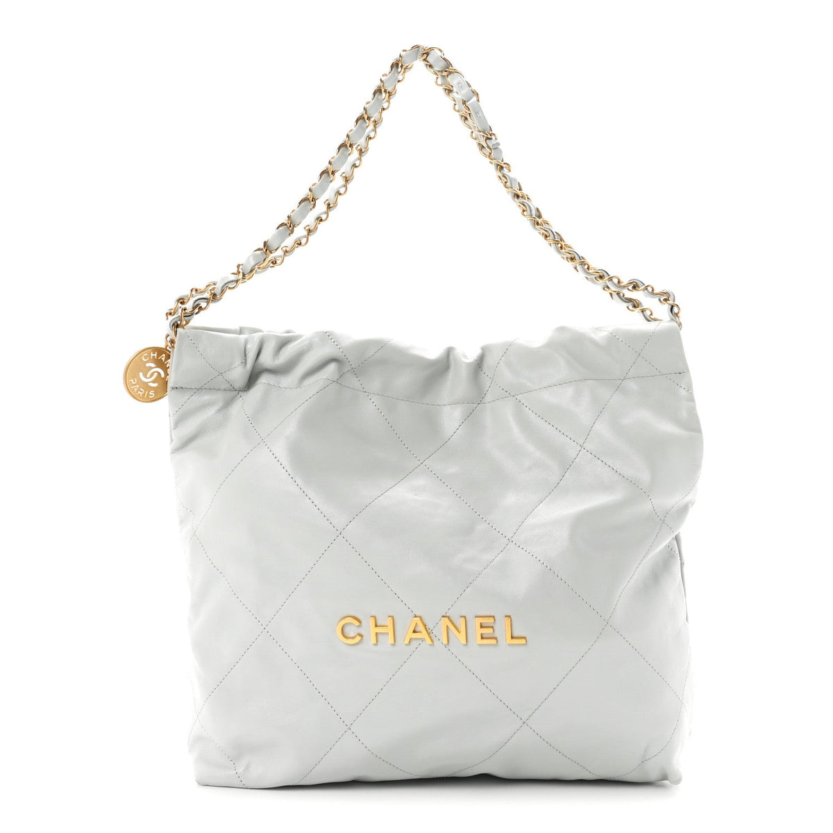 Shiny Calfskin Quilted Small Chanel 22 Light Blue