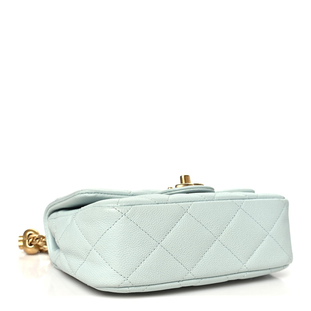 Caviar Quilted Mini Sweetheart Flap Light Blue