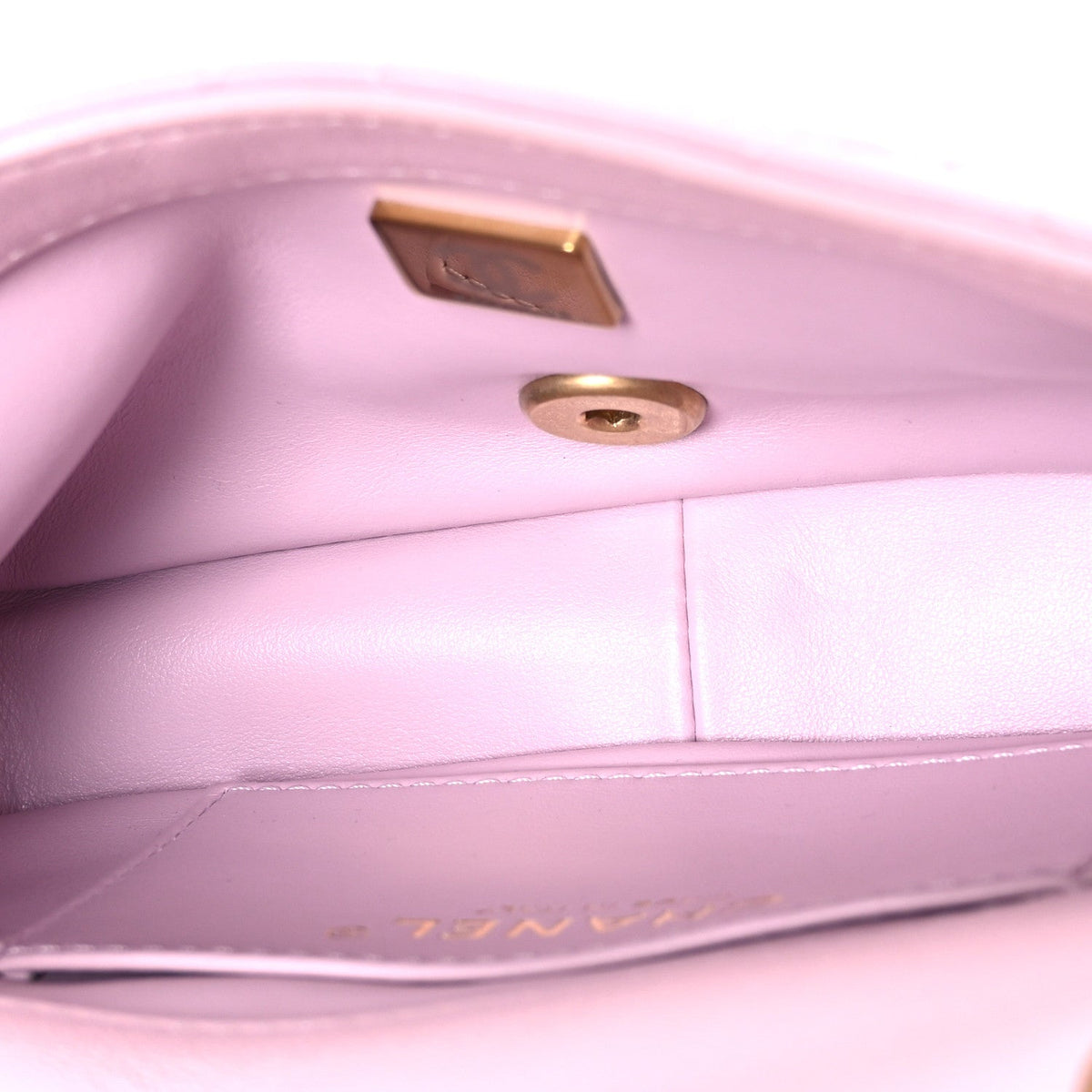 Lambskin Quilted Pearl Small Flap Lilac