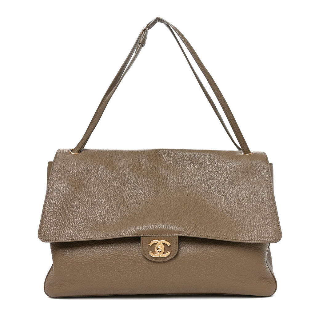Grained Calfskin Souplissimo Maxi Flap Light Brown