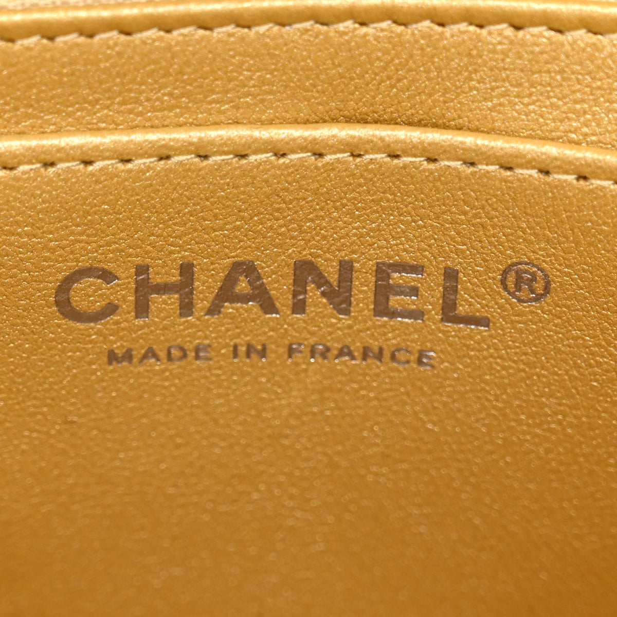 Metallic Crumpled Calfskin Quilted Mini Rectangular Flap Gold