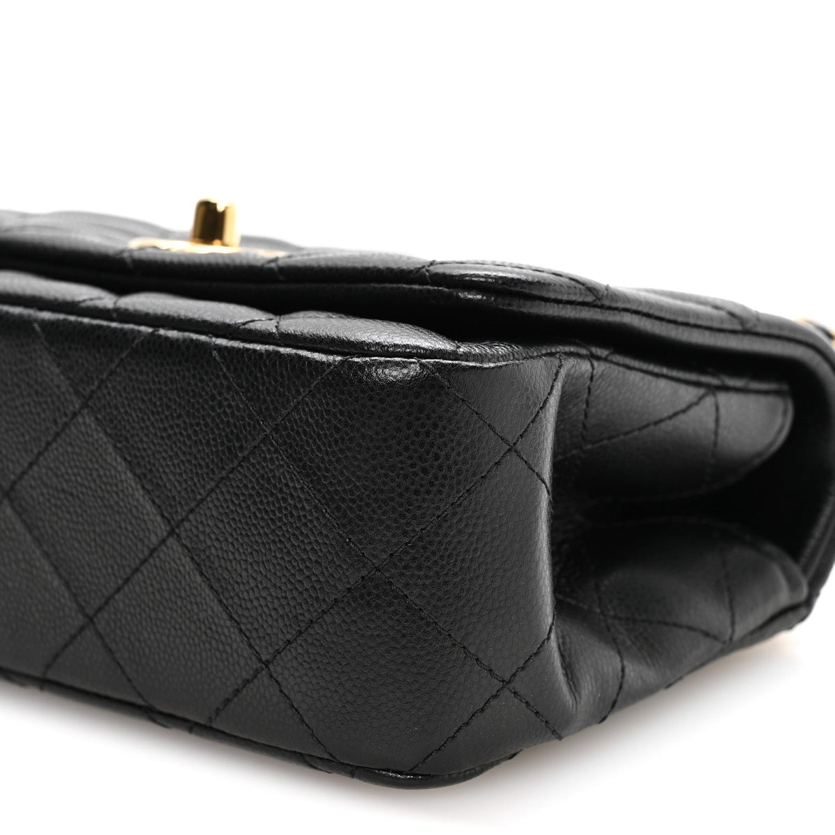 Caviar Quilted Metal Top Handle Mini Flap Black