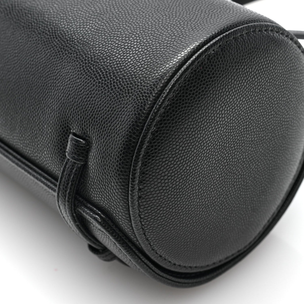 Shiny Caviar Preppy Coco Small Bowling Bag Black