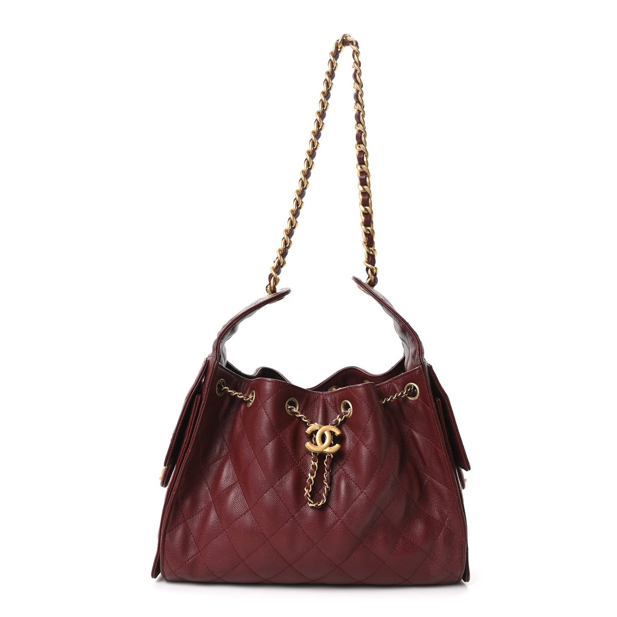Caviar Quilted Small Chanel 25 Handbag Burgundy