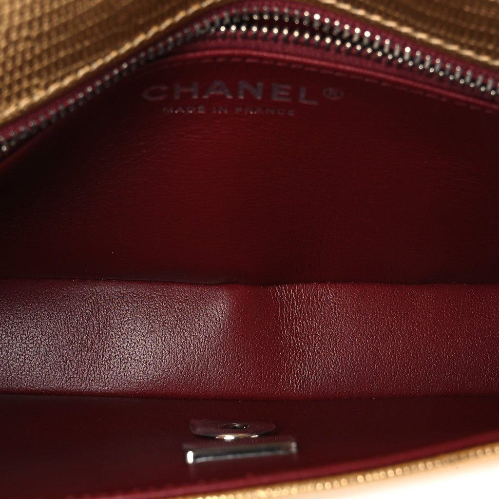 Metallic Calfskin Lizard Embossed Small East West Flap Gold
