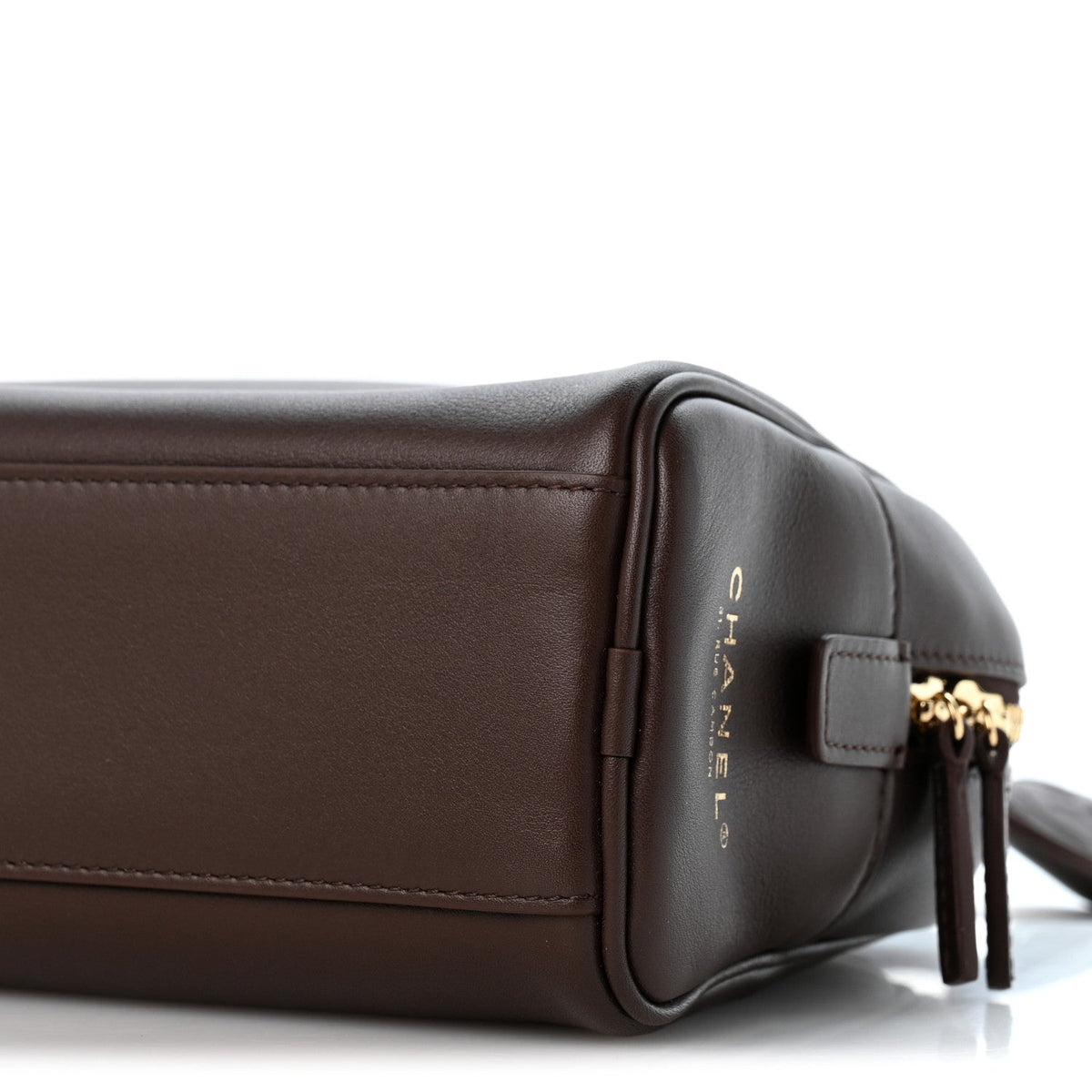 Calfskin Large Perfect Bowling Bag Dark Brown