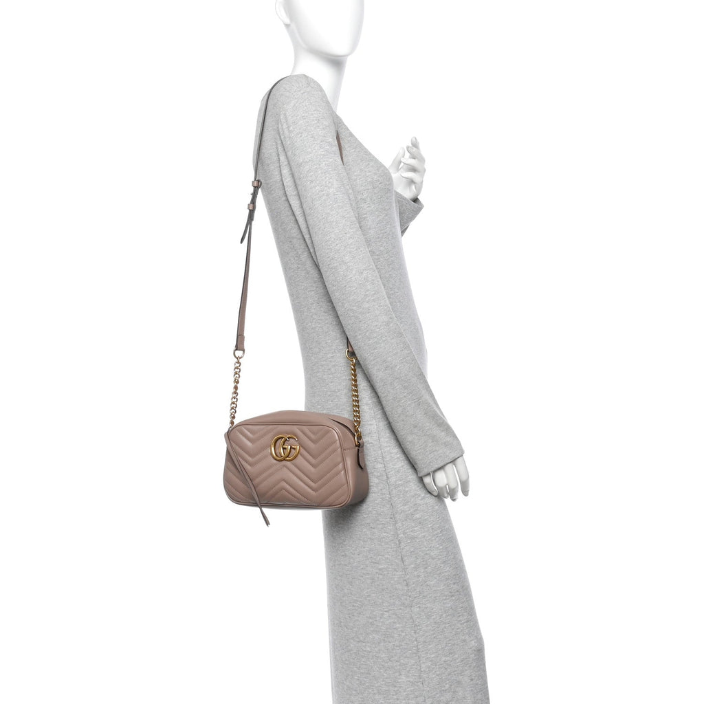Calfskin Matelasse Small GG Marmont Chain Shoulder Bag Porcelain Rose