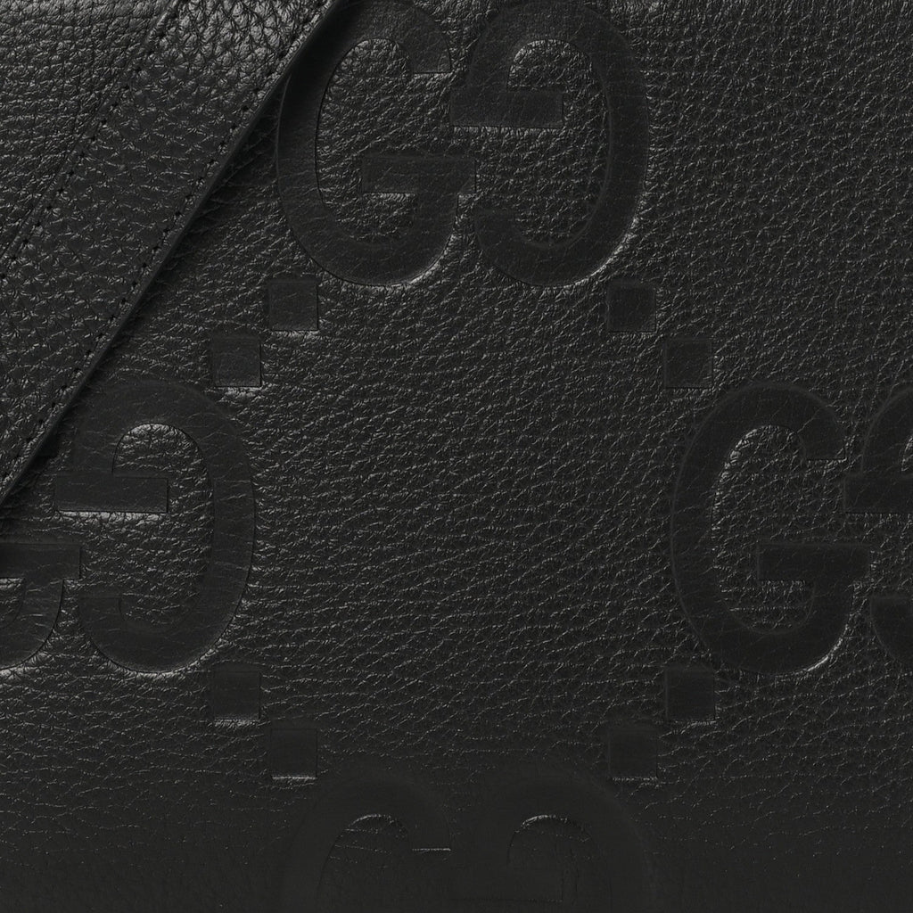 Monogram Jumbo GG Textured Dollar Calfskin Crossbody Bag Black