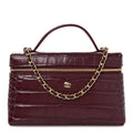 Calfskin Crocodile Embossed Crococo Exoticoco Vanity With Chain Dark Burgundy