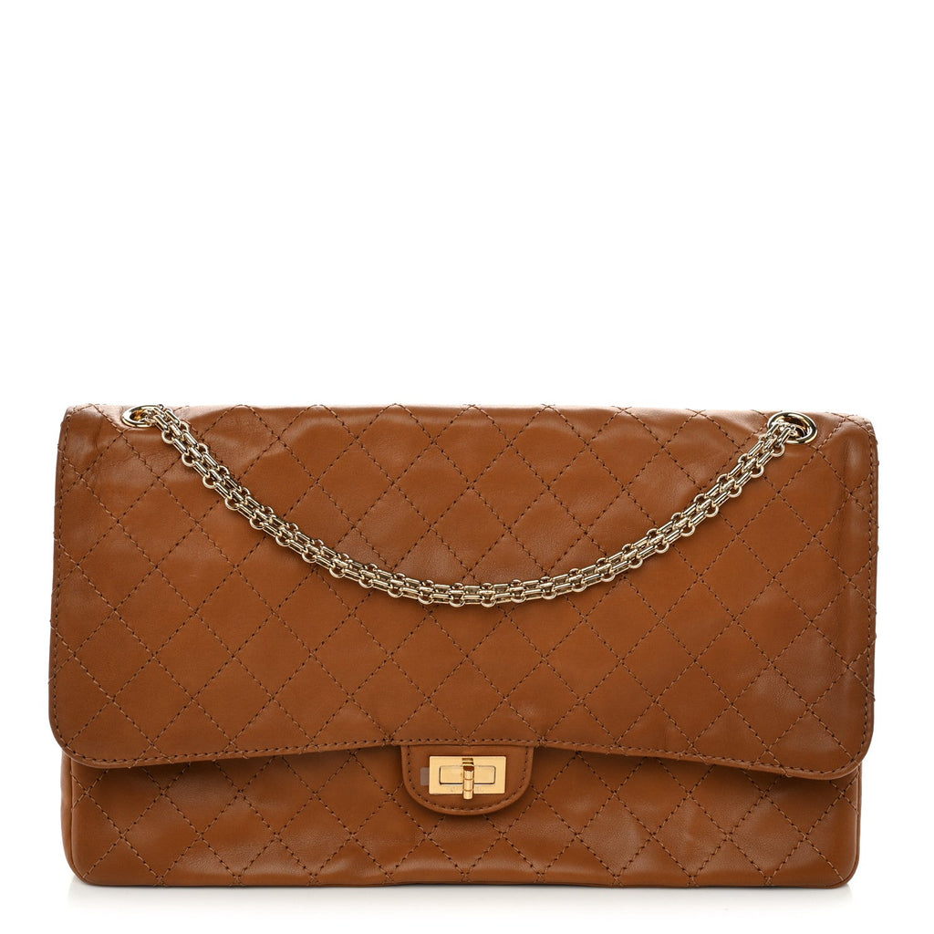 Patinated Calfskin Reissue 2.55 Maxi Flap Camel