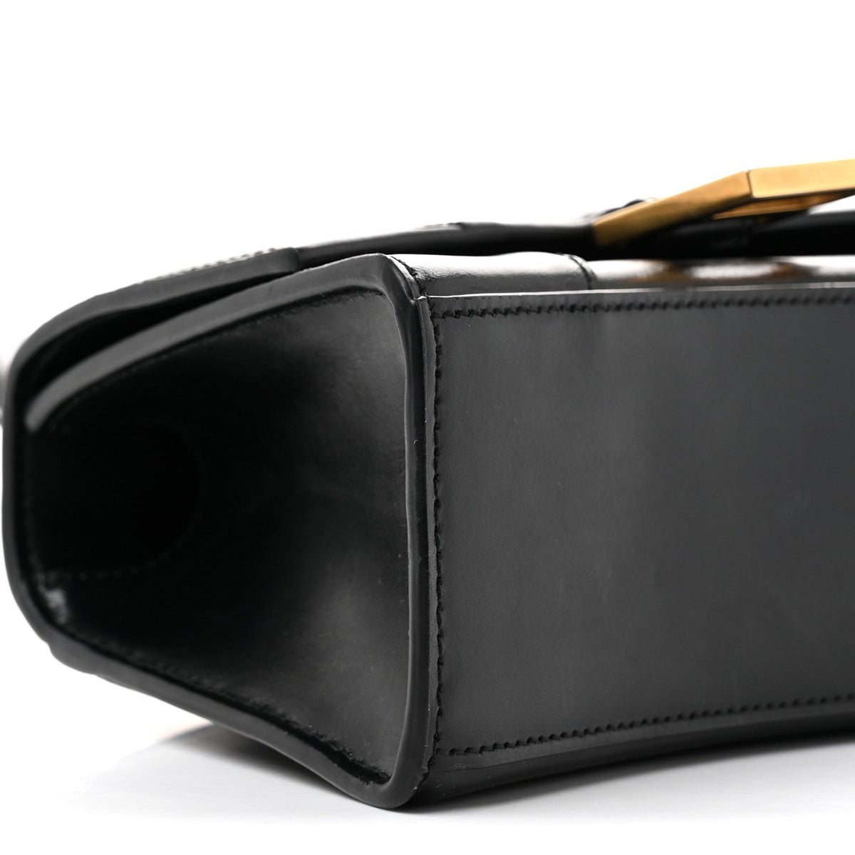 Shiny Box Calfskin Hourglass Top Handle Bag XS Black
