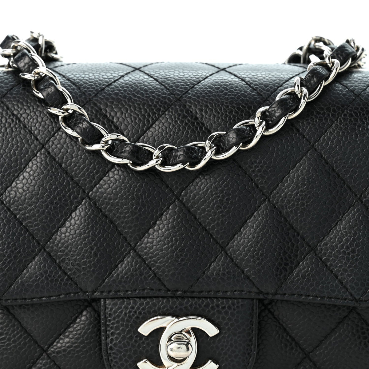 Caviar Quilted Mini Square Flap Black