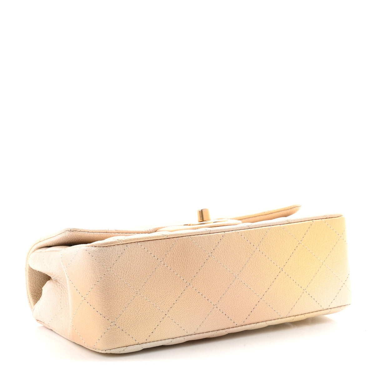 Metallic Goatskin Quilted Mini Rectangular Flap Gold
