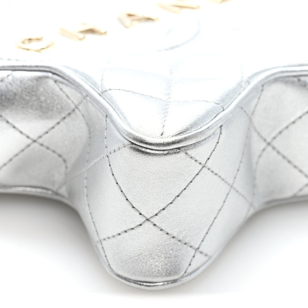 Metallic Lambskin Walk Of Fame Bag Silver