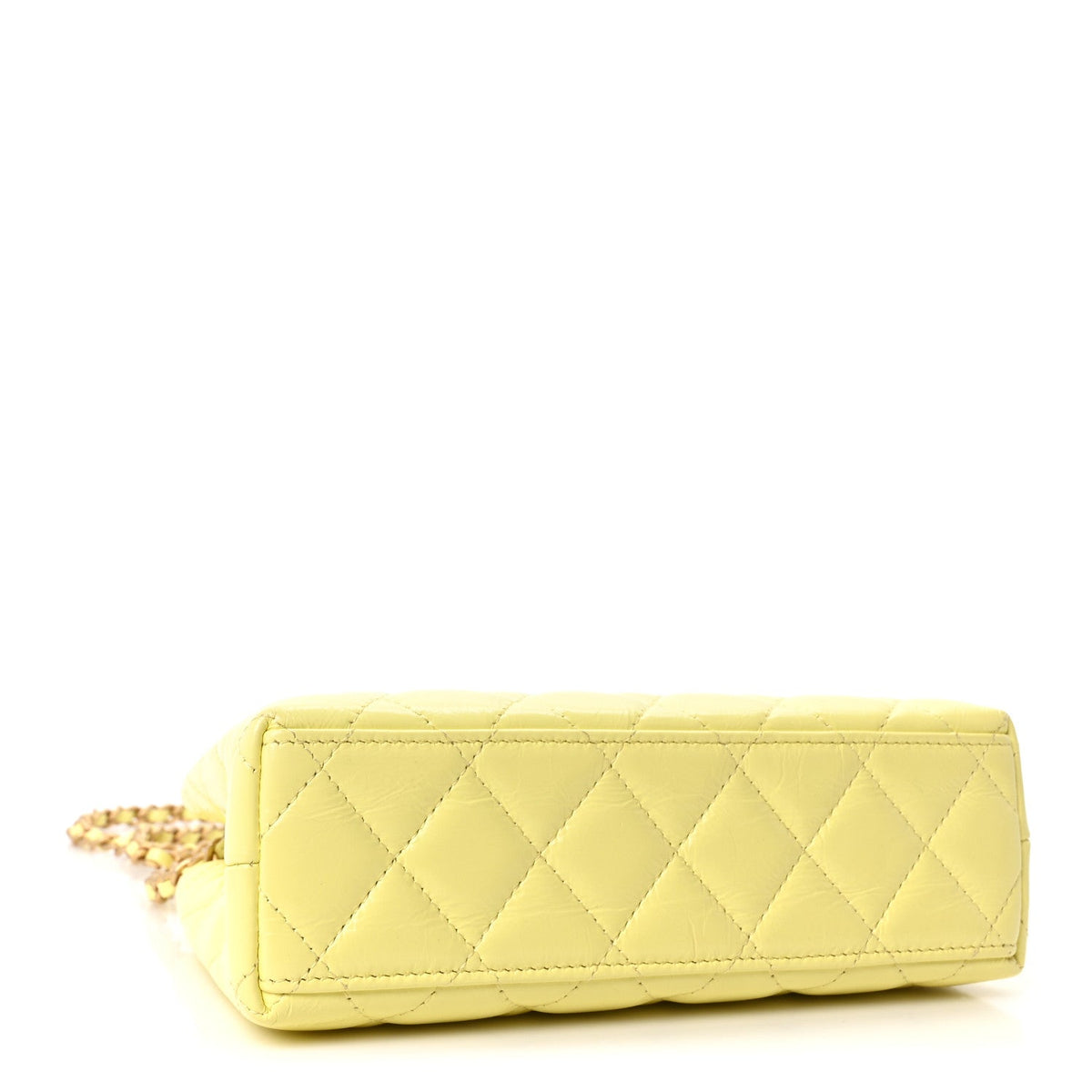 Shiny Aged Calfskin Quilted Nano Kelly Shopper Light Yellow
