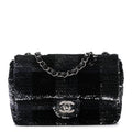Sequin Quilted Small Single Flap Black