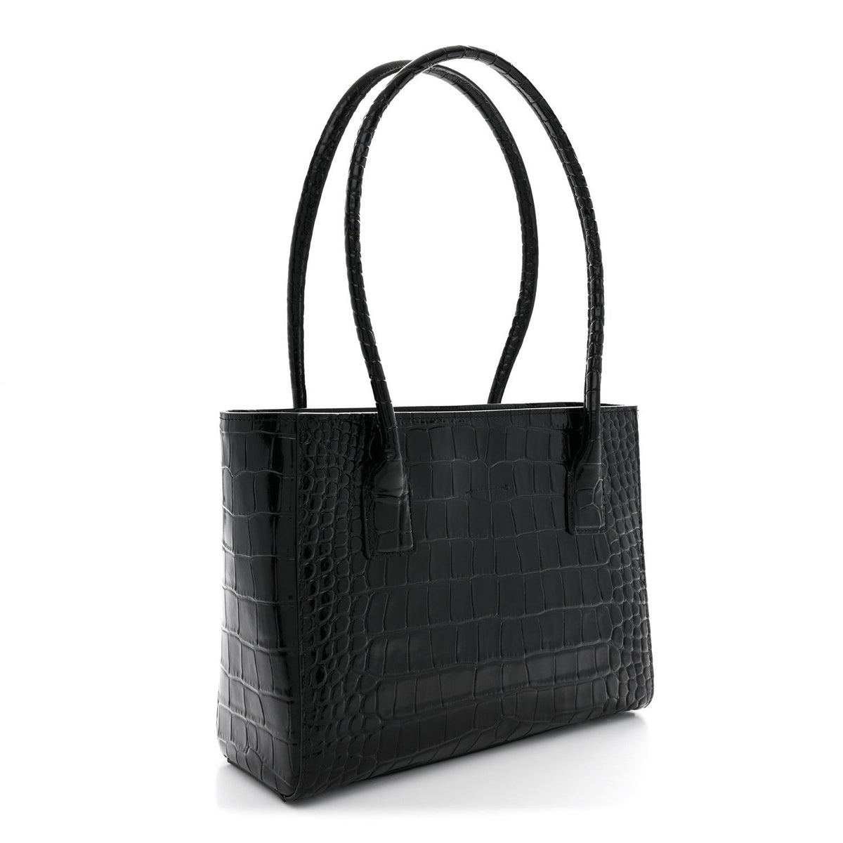 Calfskin Crocodile Embossed Small Archetype Black