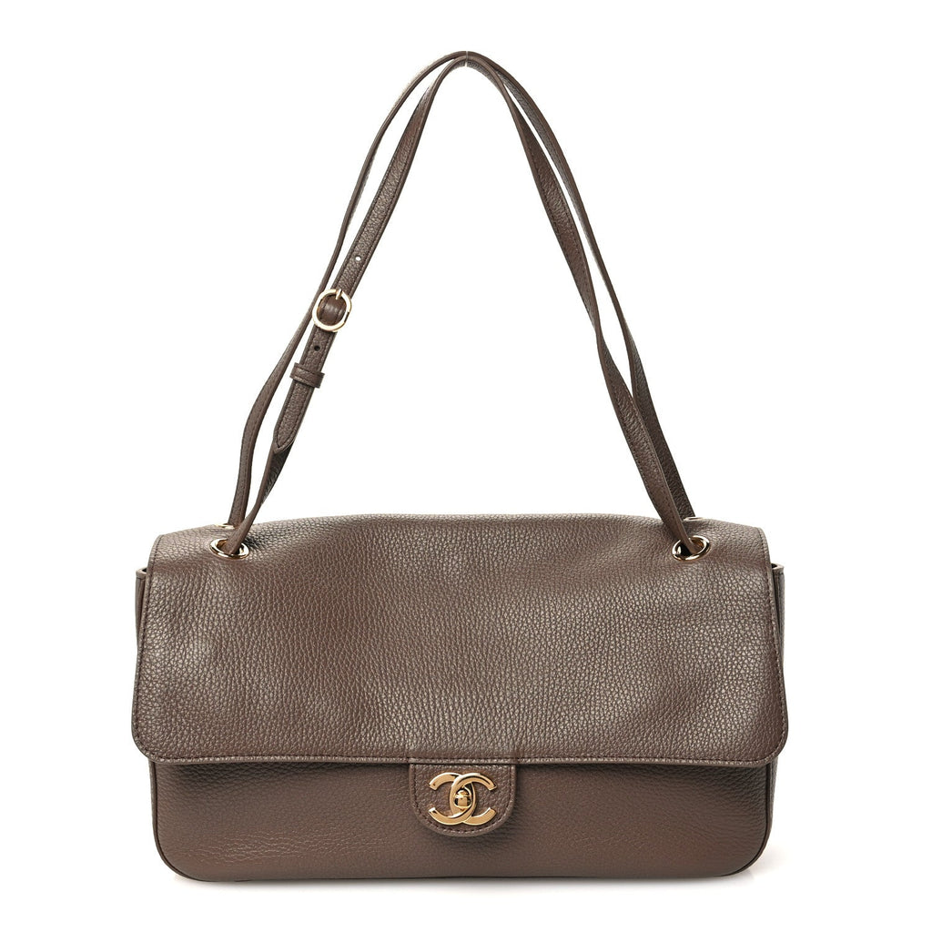 Grained Calfskin Small Souplissimo Maxi Flap Light Brown