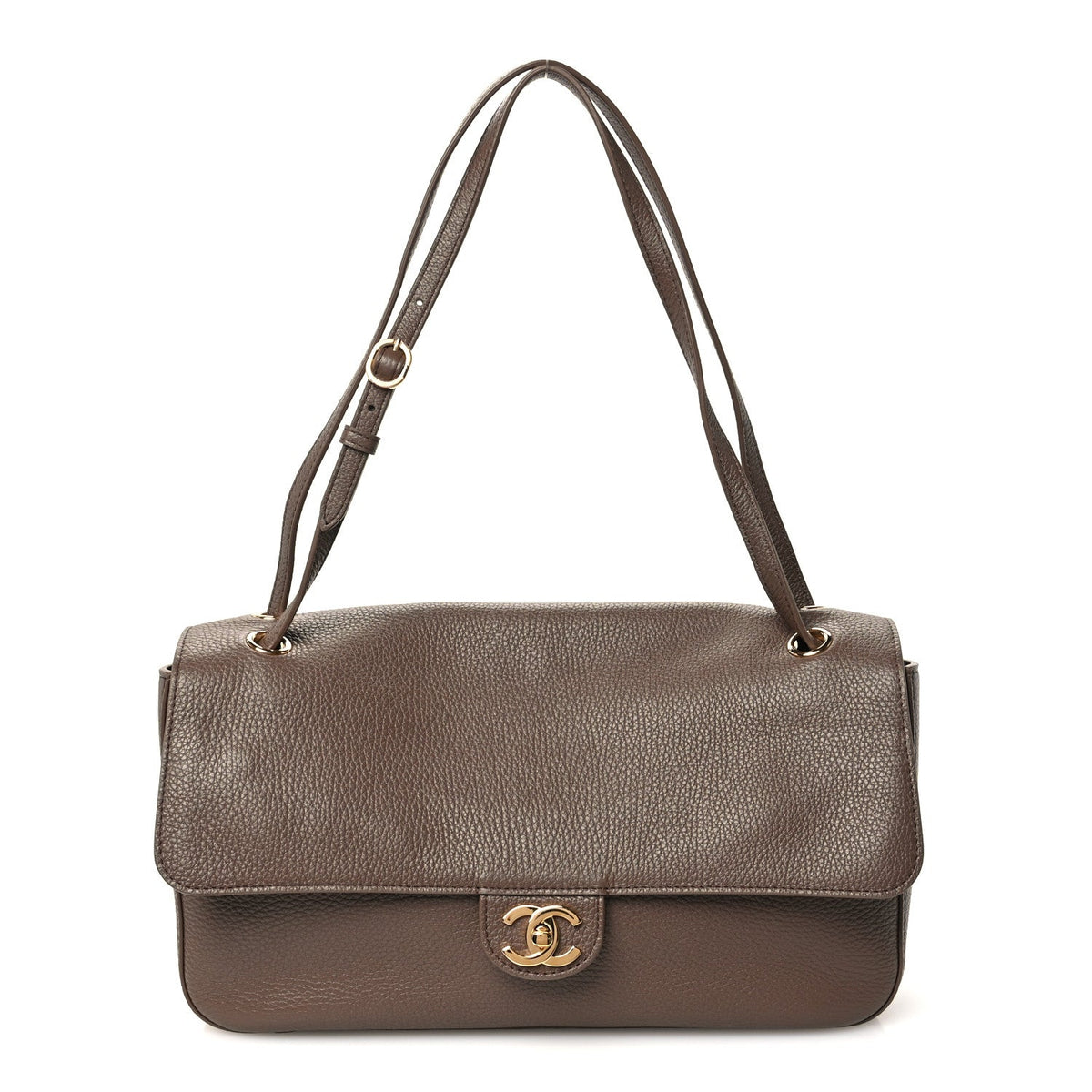Grained Calfskin Small Souplissimo Maxi Flap Light Brown