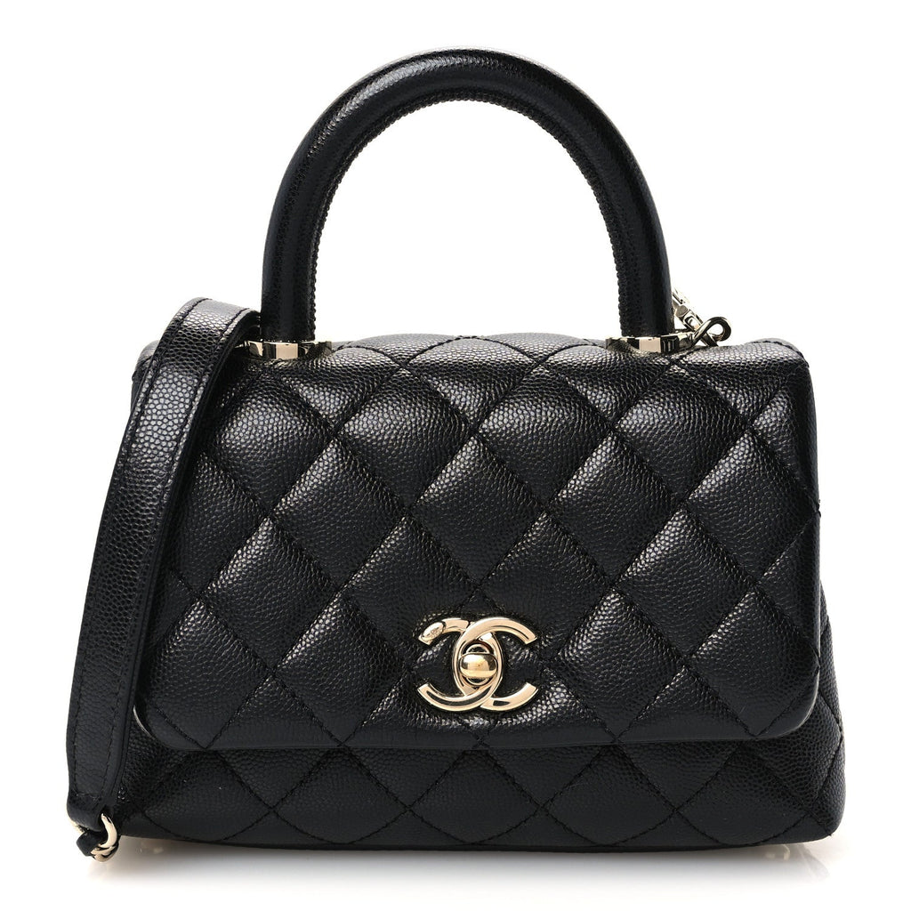 Caviar Quilted Extra Mini Coco Handle Flap Black