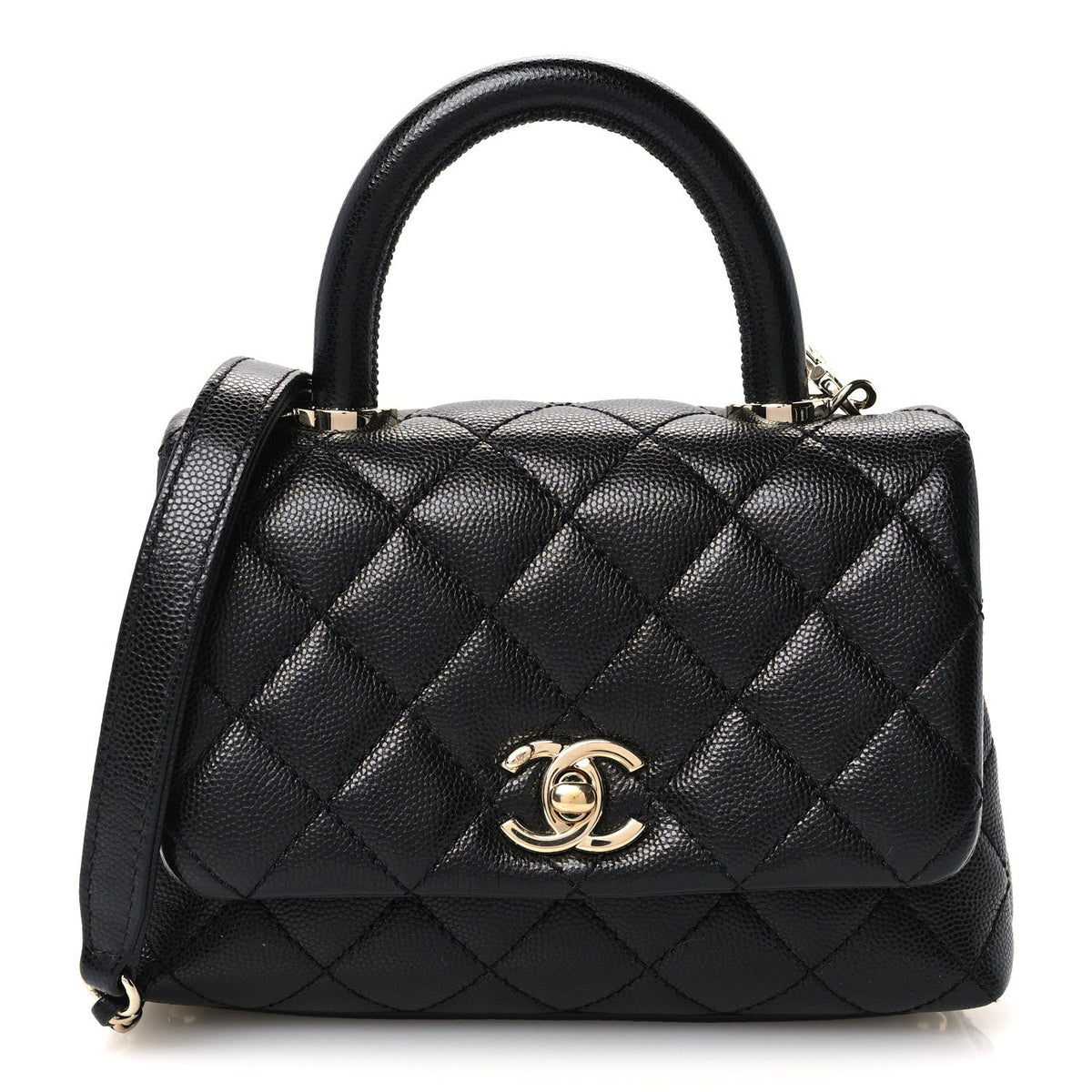 Caviar Quilted Extra Mini Coco Handle Flap Black