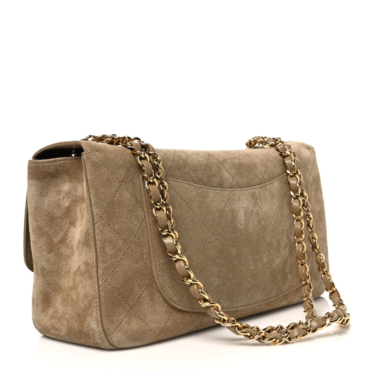 Suede Calfskin Small Souplissimo Maxi Flap Dark Beige