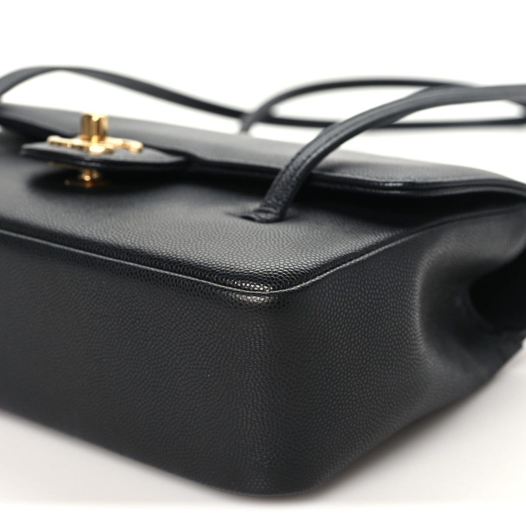 Shiny Caviar Preppy Coco Small Flap Black