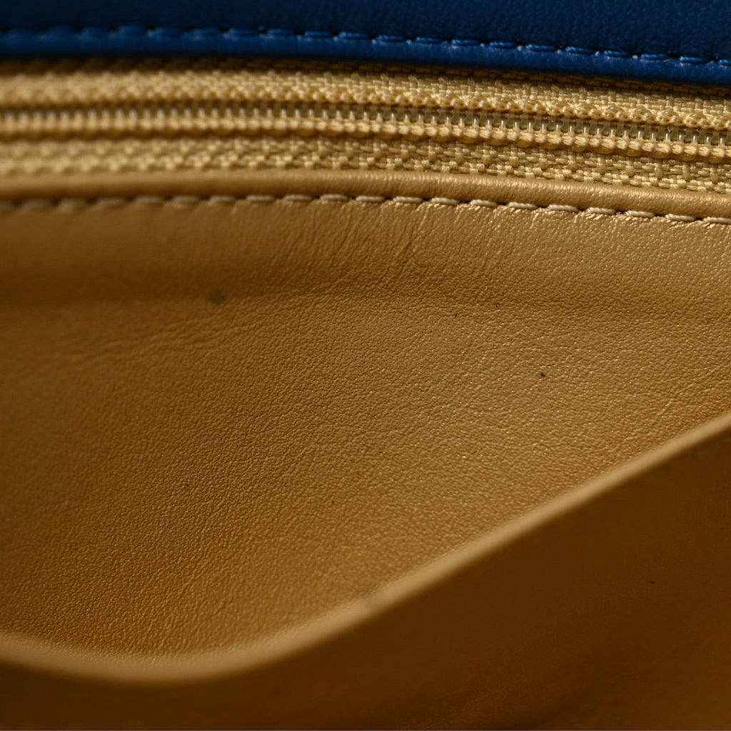 Lambskin Quilted Pearl Crush Mini Rectangular Flap Blue