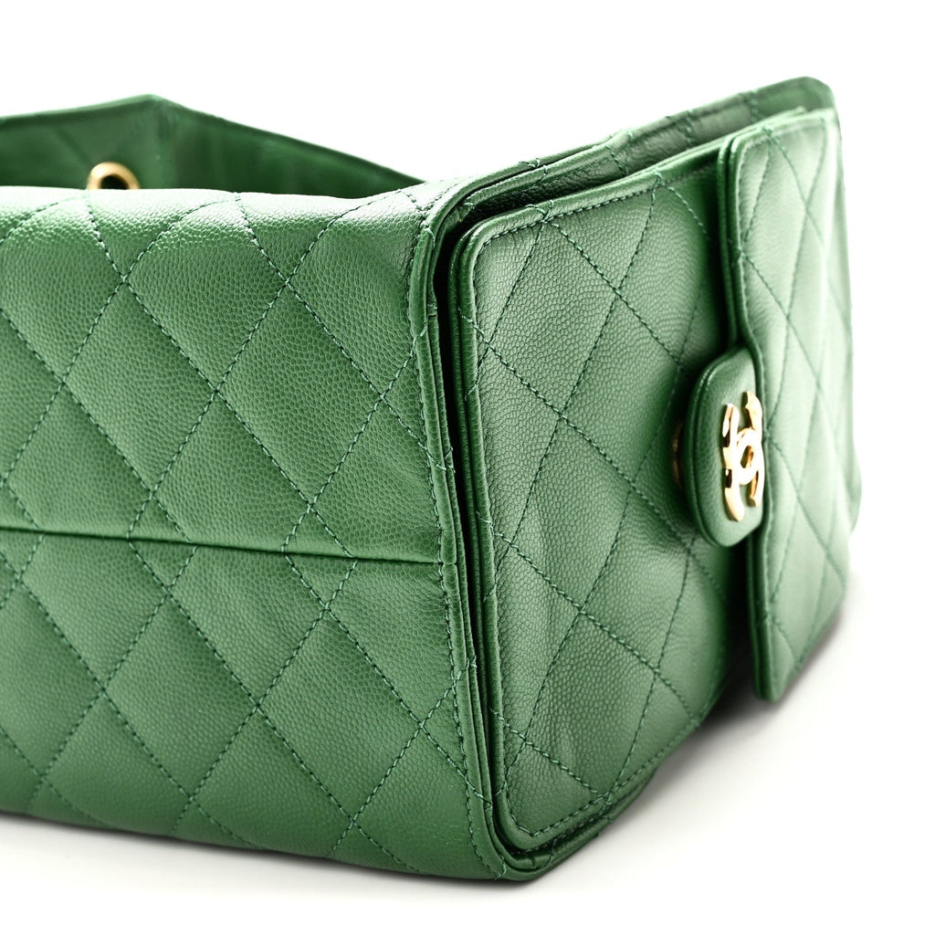 Caviar Quilted Small Chanel 25 Handbag Green
