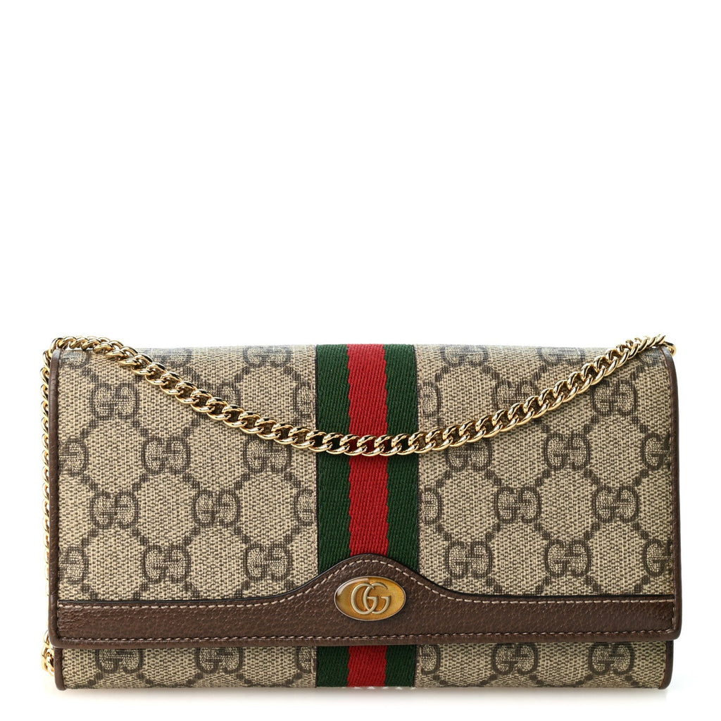 GG Supreme Monogram Web Ophidia Wallet On Chain Brown