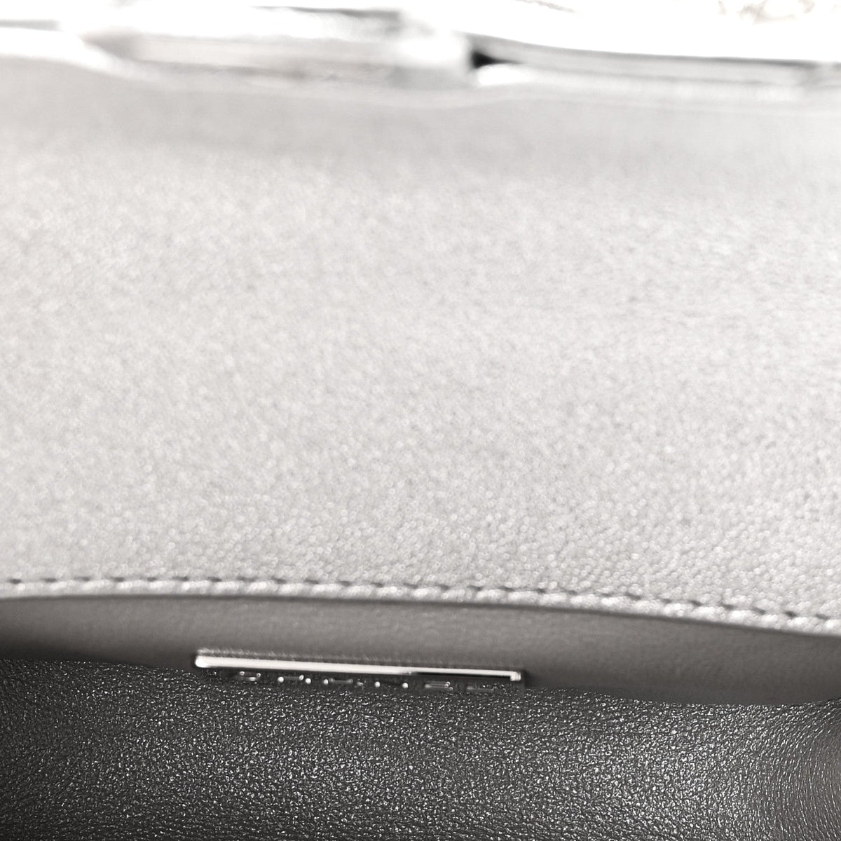 Mirror Calfskin Small Top Handle Clutch With Chain Silver
