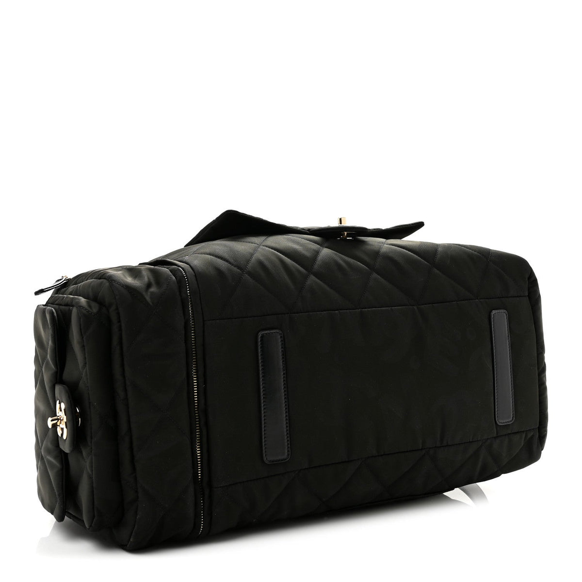 Nylon Calfskin Quilted Coco Neige Printed Convertible Duffle Backpack Black