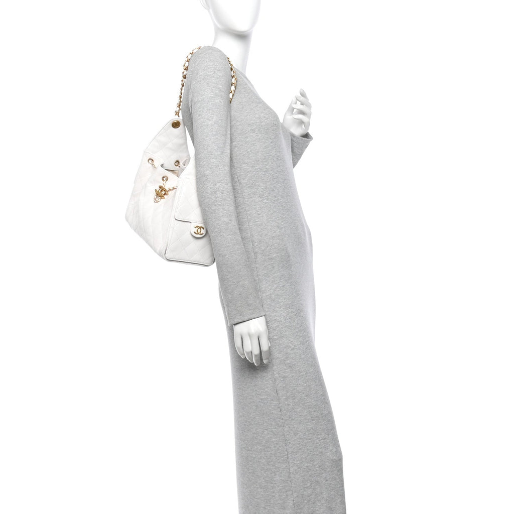 Caviar Quilted Small Chanel 25 Handbag White