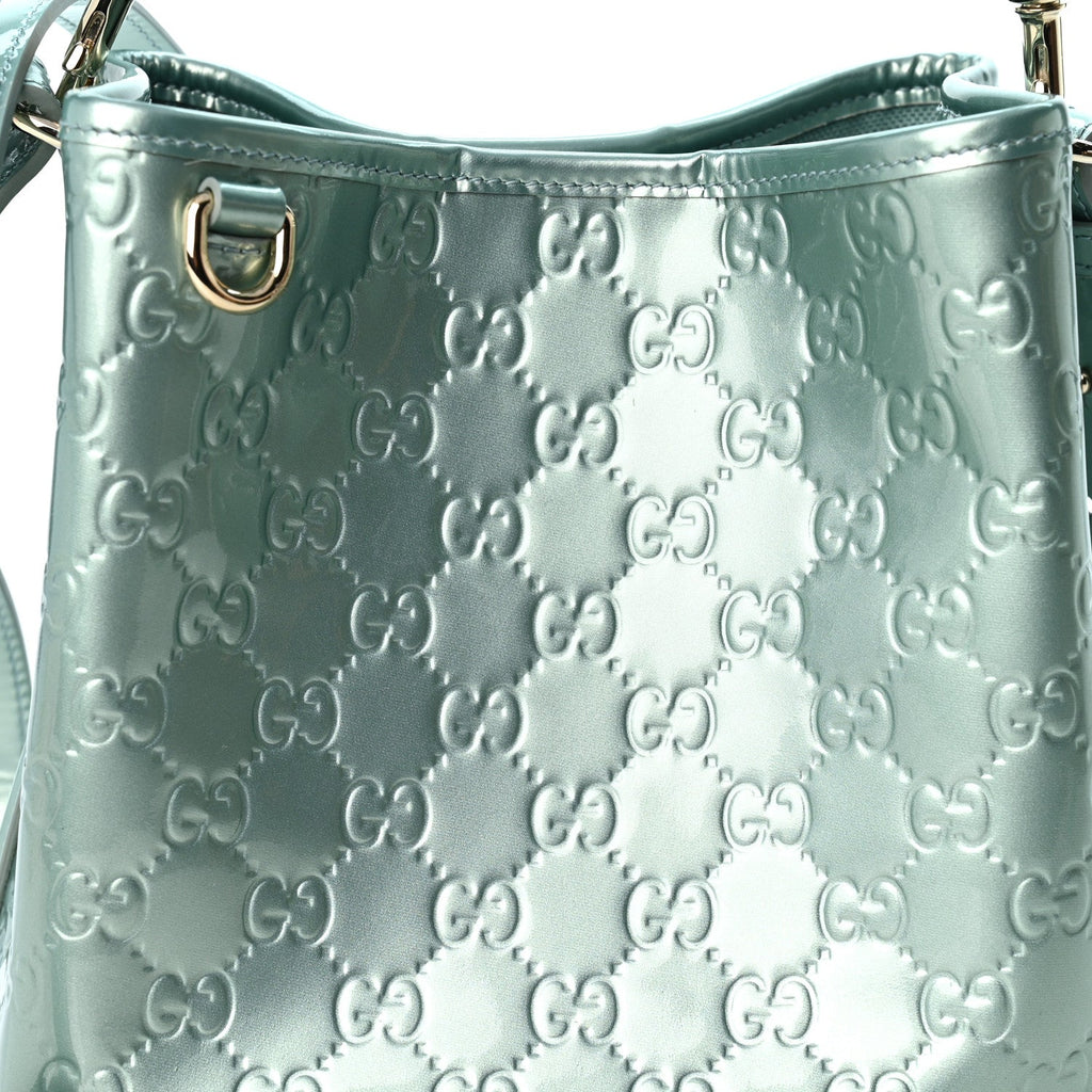 GG Supreme Monogram Emblem Mini Bucket Bag Light Blue