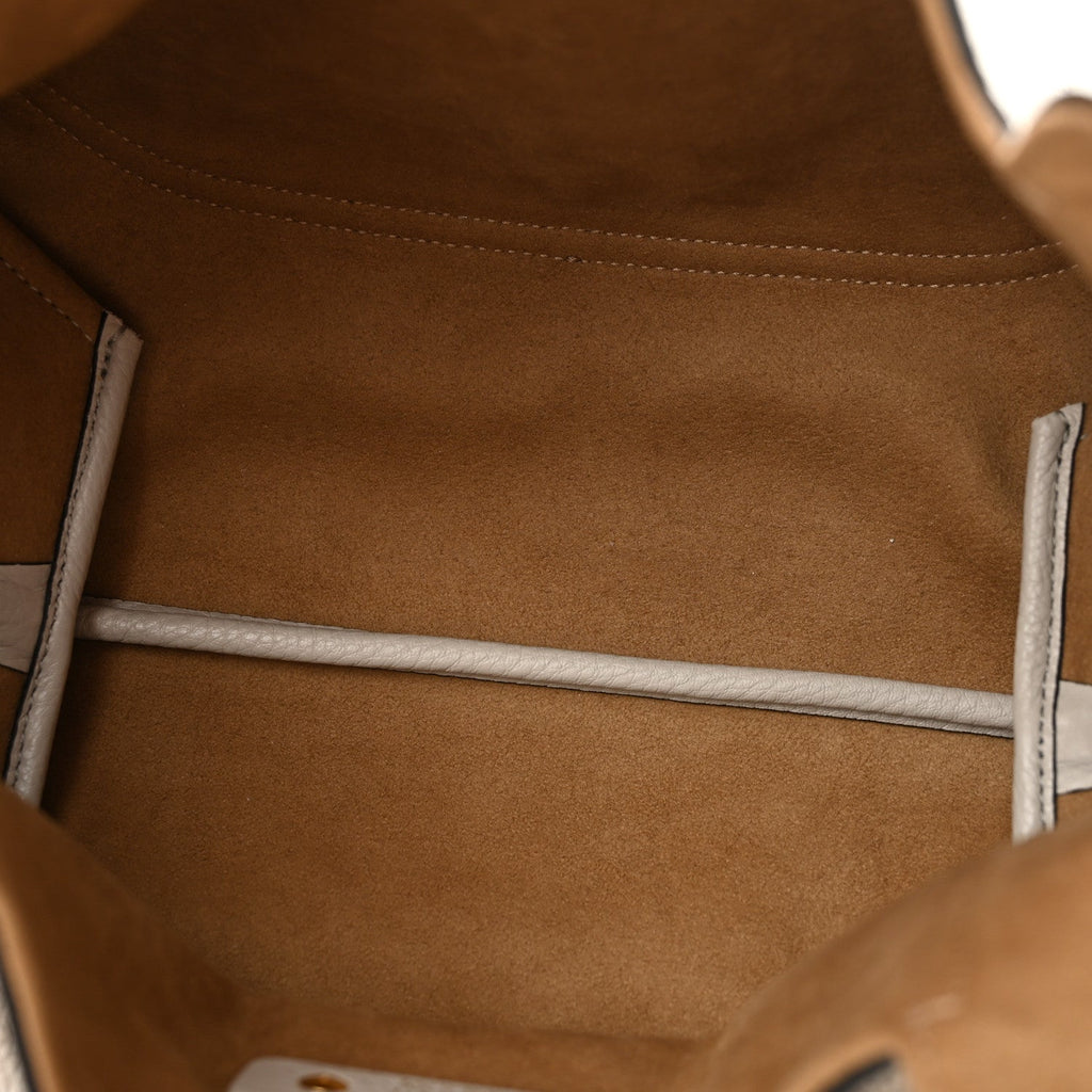 Grained Calfskin Softbit Medium Shoulder Bag Light Grey