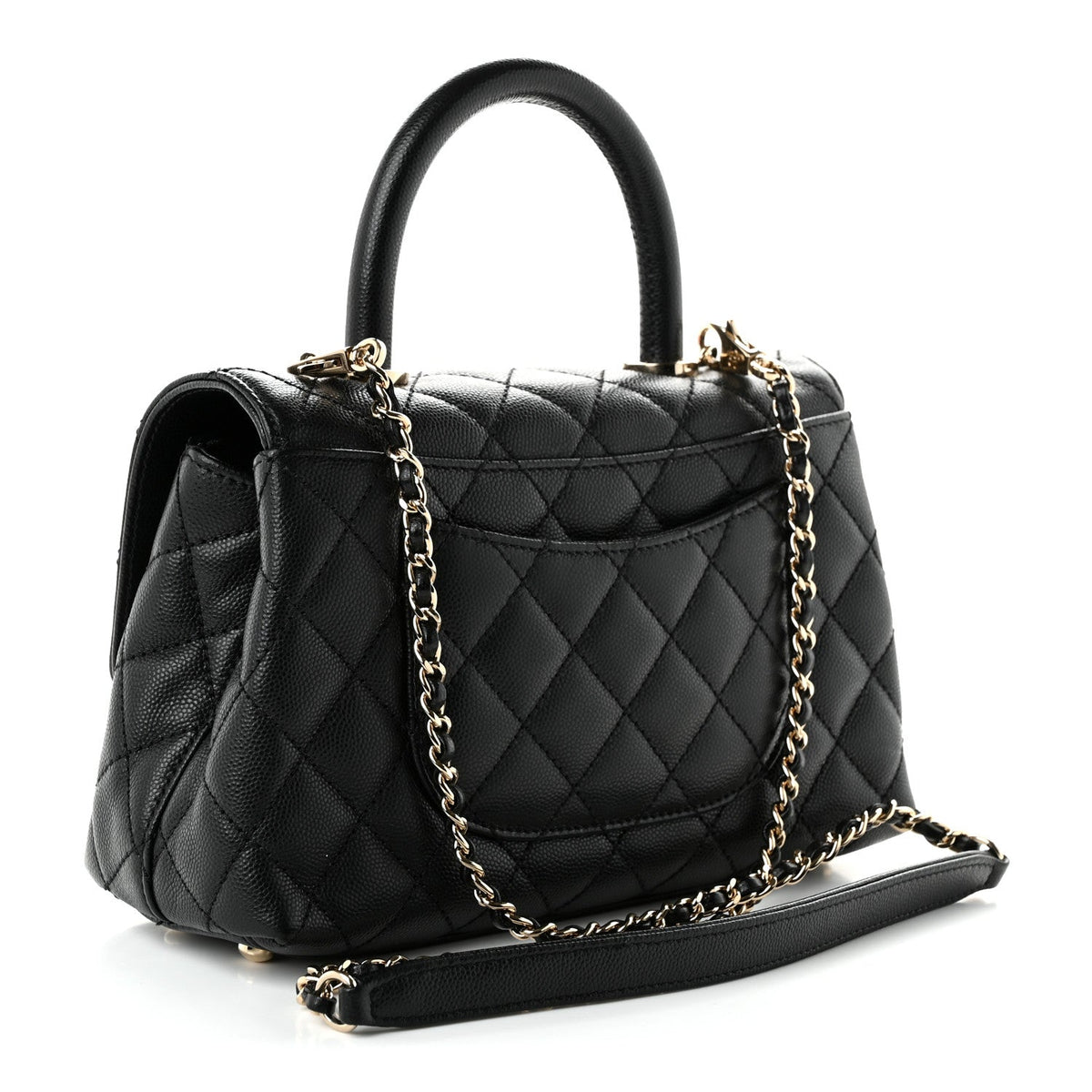 Caviar Quilted Mini Coco Handle Flap Black