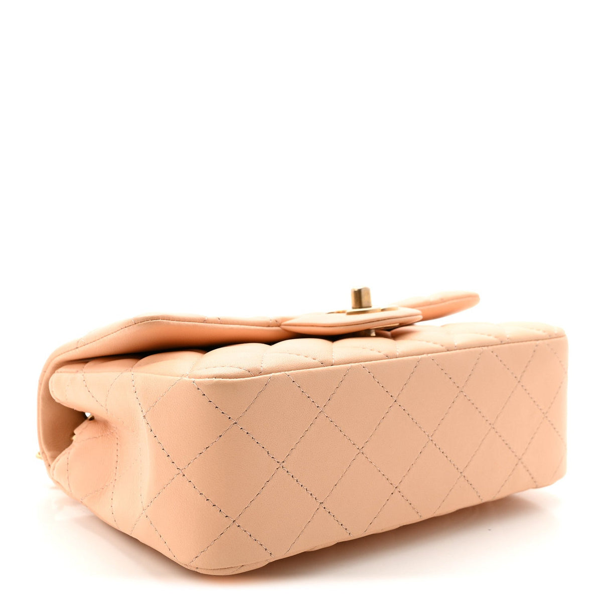 Lambskin Quilted Mini Rectangular Flap Beige