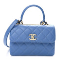 Lambskin Quilted Mini Trendy CC Dual Handle Flap Bag Light Blue