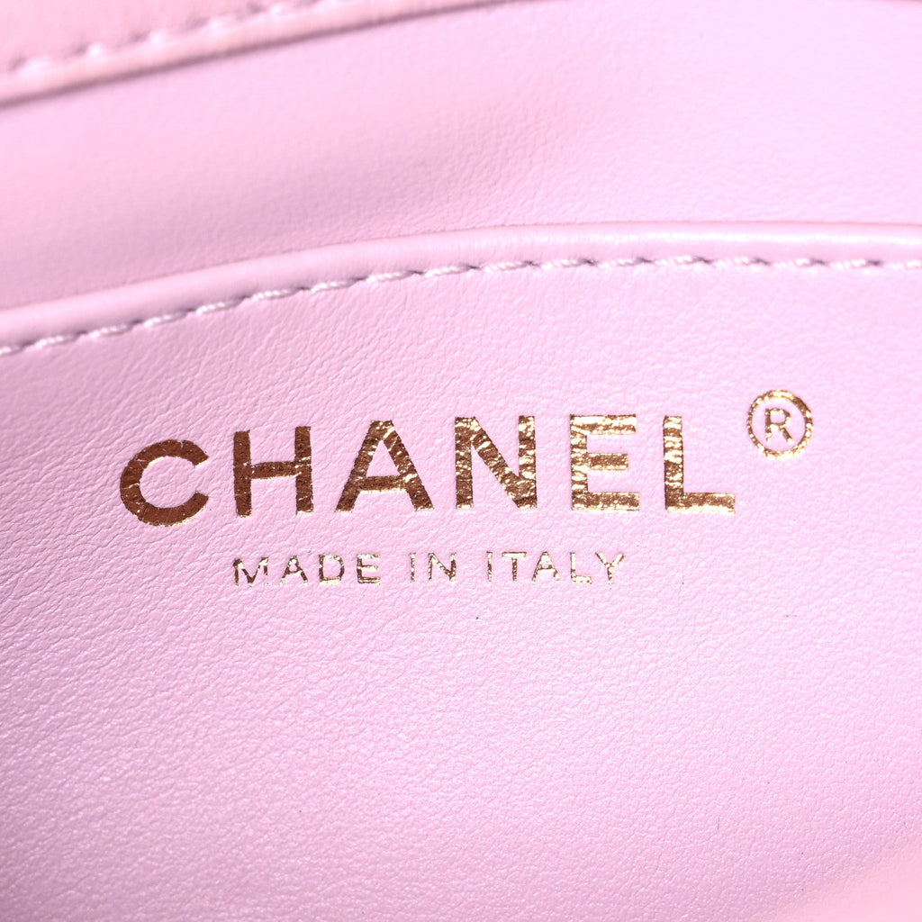 Lambskin Quilted Pearl Small Flap Lilac