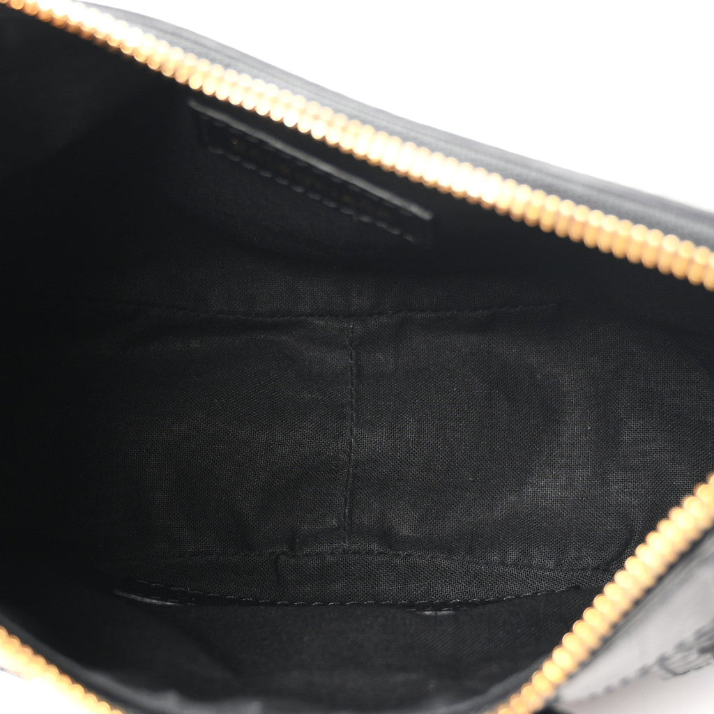 Extra Supple Calfskin Crocodile Embossed Le Cagole Shoulder Bag XS Black