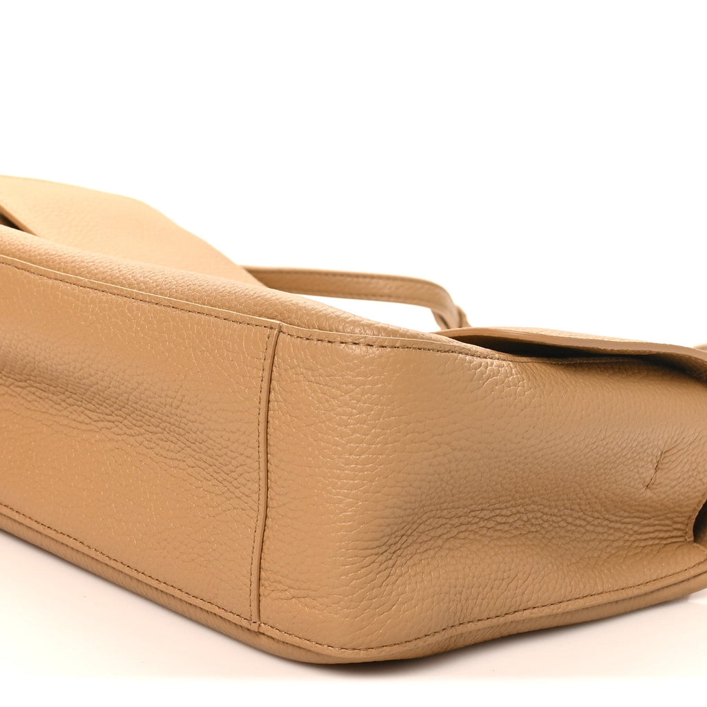 Grained Calfskin Small Souplissimo Maxi Flap Dark Beige