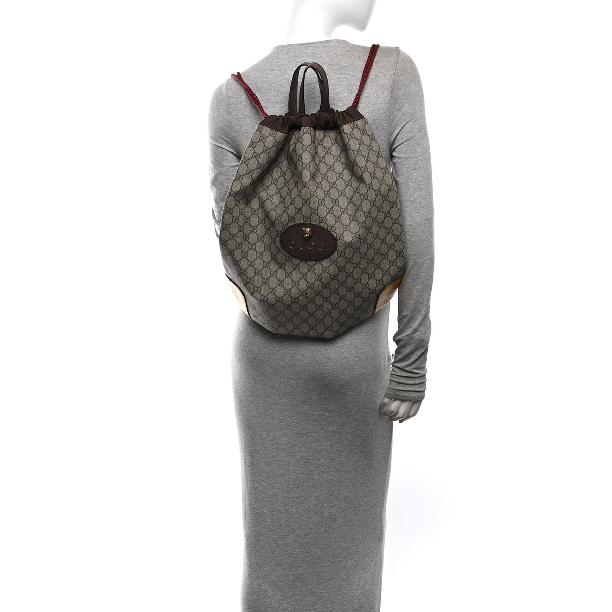 GG Supreme Monogram Neo Vintage Drawstring Backpack Beige New Acero Crop