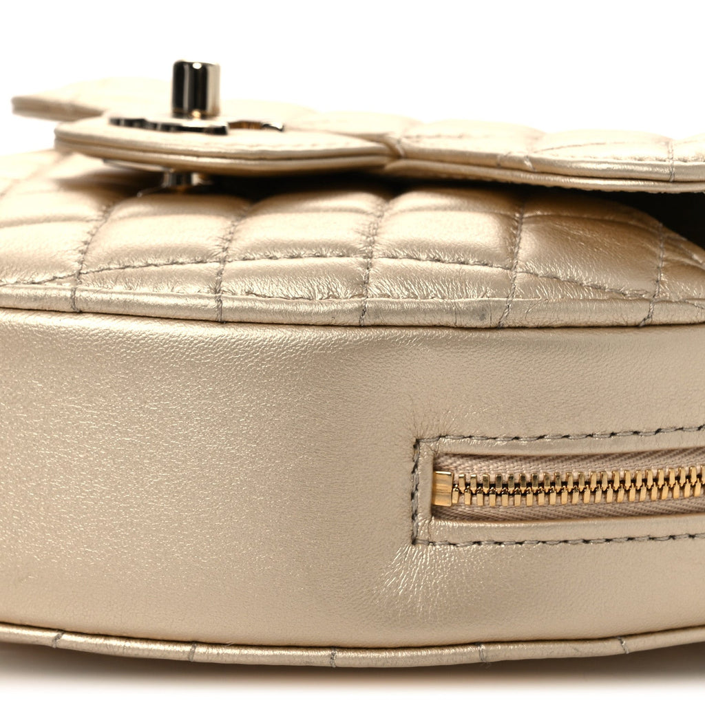 Metallic Lambskin Quilted CC In Love Heart Bag Gold
