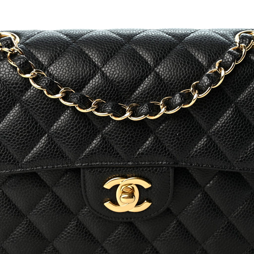 Caviar Quilted Small Double Flap Black